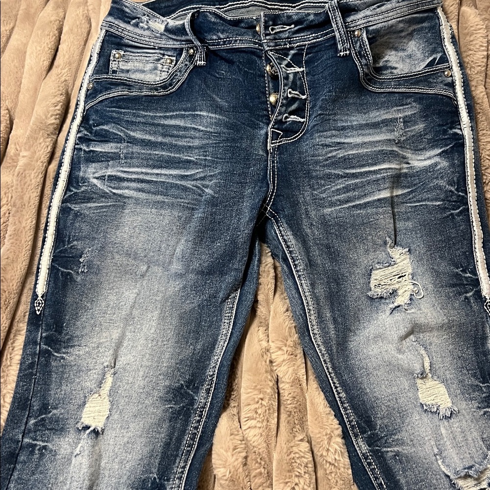 Distressed Flamingo Jeans